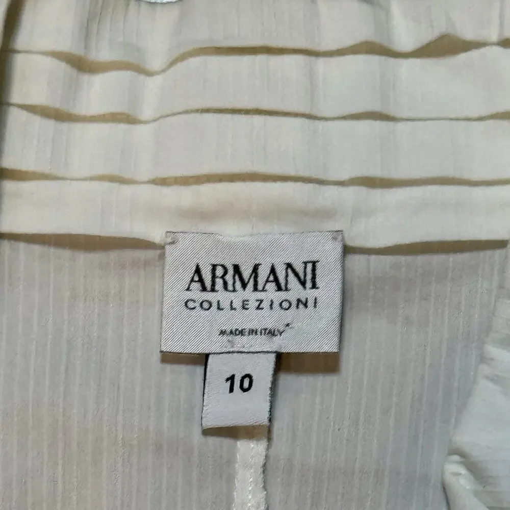 VTG ARMANI COLLEZIONI Women’s Sleeveless Ruffle Casual Formal Cream Shirt 10 - Picture 5 of 13